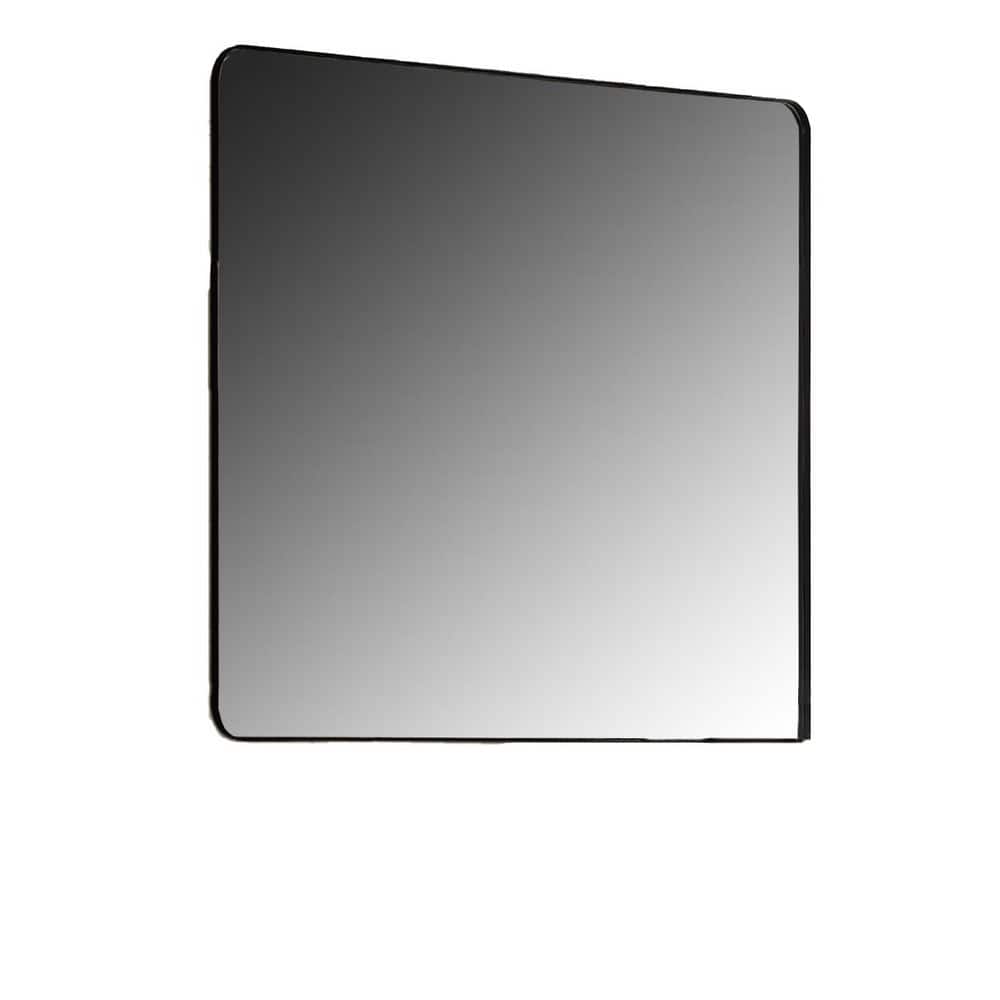 Black 30 in. W x 36 in. H Modern Rectangle Framed Mirror with Rounded Corner, Shatterproof Horizontal or Vertical price history on PriceWatchPro