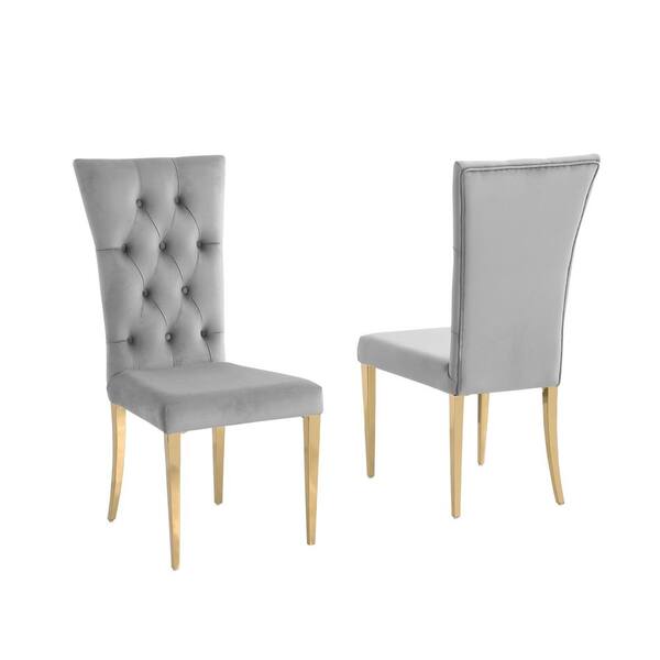 Best Master Furniture Terracotta Gray Velvet Dining Chairs in Gold (Set of 2)