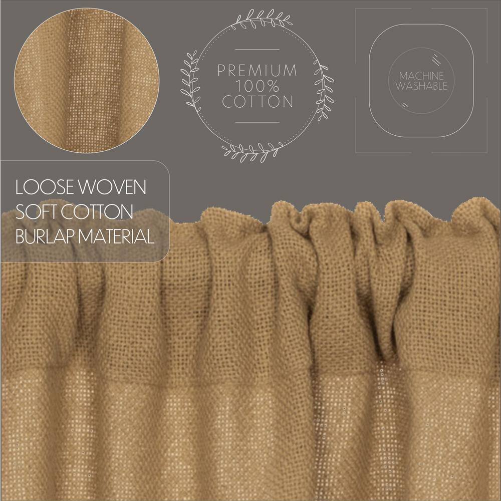 Natural Burlap Cotton Light-Filtering Rod Pocket Curtain Panels, 84" x 40"