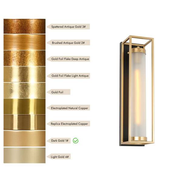 Zevni 1-Light Dark Gold Modern Wall Sconce, Tube Frosted