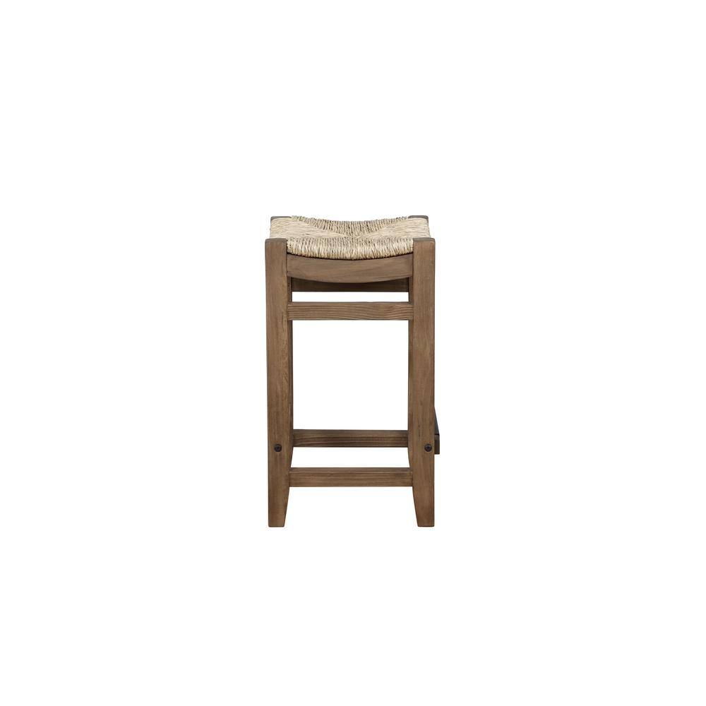 Newport Rustic Industrial Pine Wood 26" Counter Stools, Set of Two