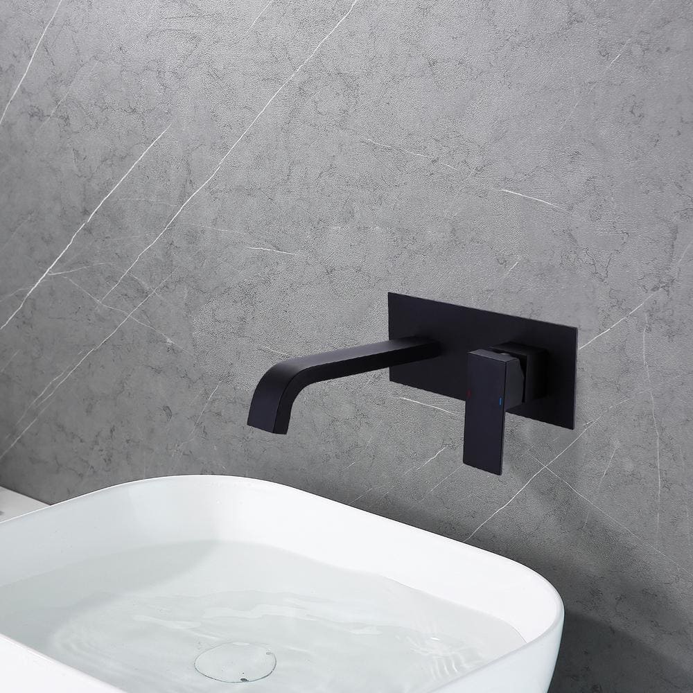 Matte Black Wall-Mount Single Handle Bathroom Faucet