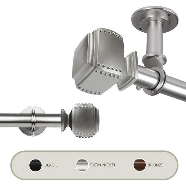 Rod Desyne Bennett Ceiling 120 in. - 170 in., 1 in. Dia Single Curtain Rod/ Room Divider in Satin Nickel