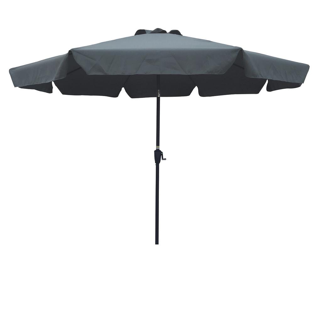 GAWEZA 10 ft. Metal Market Tilt Patio Umbrella in Dark Gray