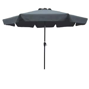 10 ft. Metal Market Tilt Patio Umbrella in Dark Gray with Flap for Garden Deck Backyard Poolside