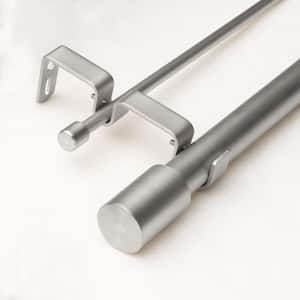 120in Adjustable Metal Double Curtain Rod with Cylinder Finial in Silver