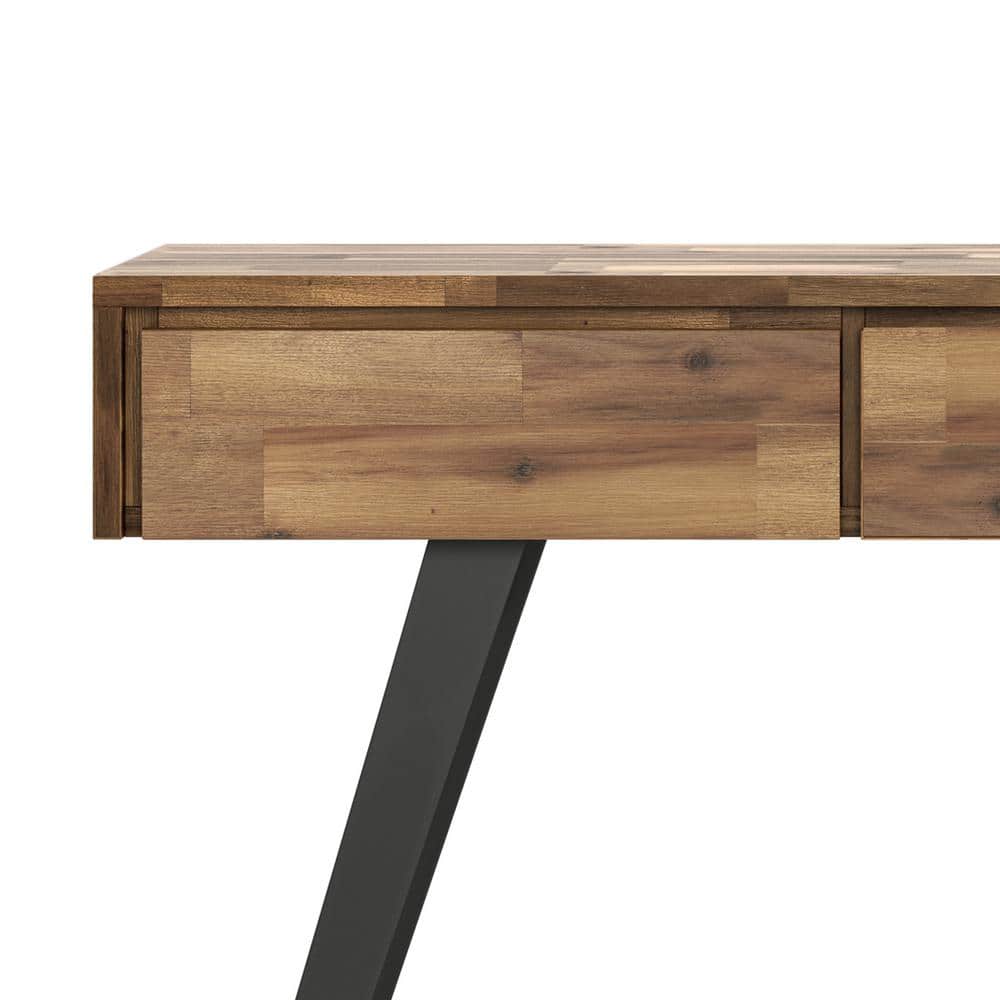 Golden Wheat Rustic Console Table with Metal Legs and Storage