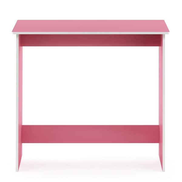 Furinno 32 in. Rectangular Light Pink Computer Desk with Solid Wood Material
