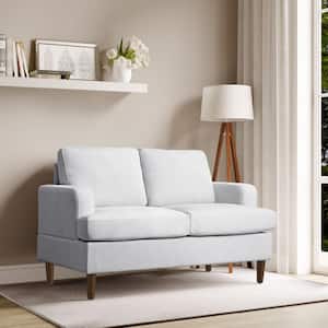 Fayetteville 53.1 in. Cream Polyester 2-Seater Loveseat with Wood Legs