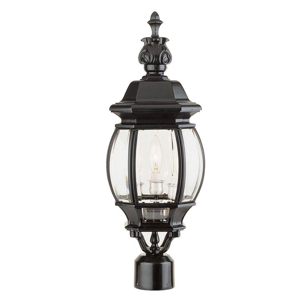 Bel Air Lighting Parsons 3-Light Black Outdoor Lamp Post Light Fixture ...