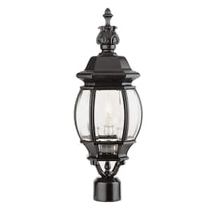Parsons 3-Light Black Outdoor Lamp Post Light Fixture with Clear Glass