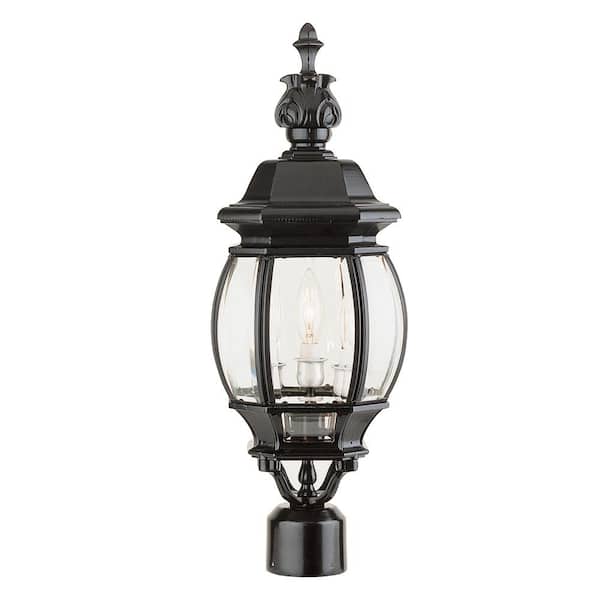 Bel Air Lighting Parsons 3-Light Black Outdoor Lamp Post Light Fixture with Clear Glass