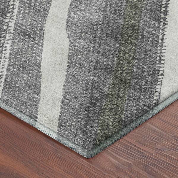 Mayfield Premium Machine Washable Abstract AMF2282 Fern 3 ft. x 5 ft. Area Rug