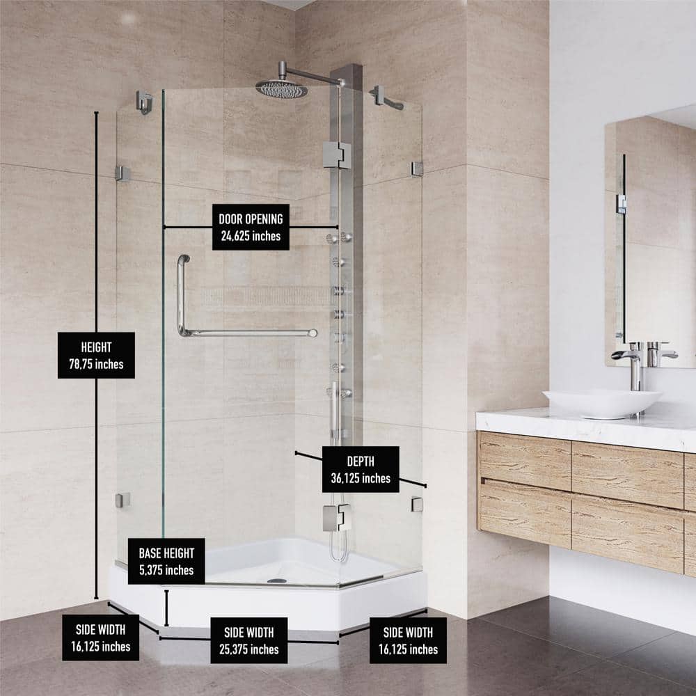 Piedmont 40'' Brushed Nickel Frameless Neo-Angle Shower Enclosure