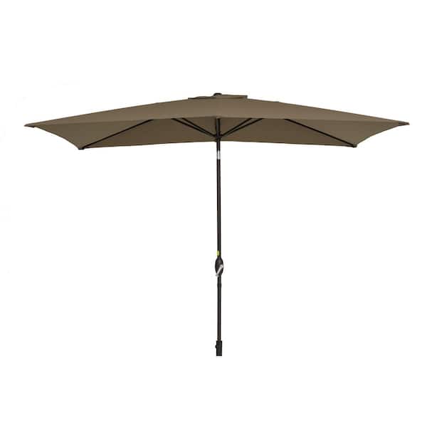 Unbranded 10 ft.x 7 ft. Rectangle Solution-Dyed Fabric Aluminum Market Patio Umbrella in Taupe