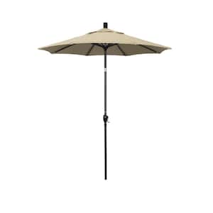 6 ft. Stone Black Aluminum Market Patio Umbrella with Crank and Tilt in Antique Beige Sunbrella