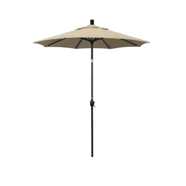 California Umbrella 6 ft. Stone Black Aluminum Market Patio Umbrella with Crank and Tilt in Antique Beige Sunbrella
