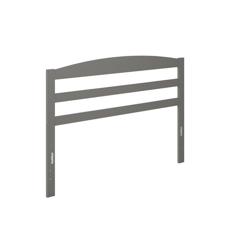 Gray Queen Size Solid Wood Slatted Headboard with Charging Station