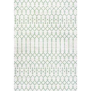 Ourika Moroccan Geometric Textured Weave Green/Ivory 8 ft. x 10 ft. Indoor/Outdoor Area Rug