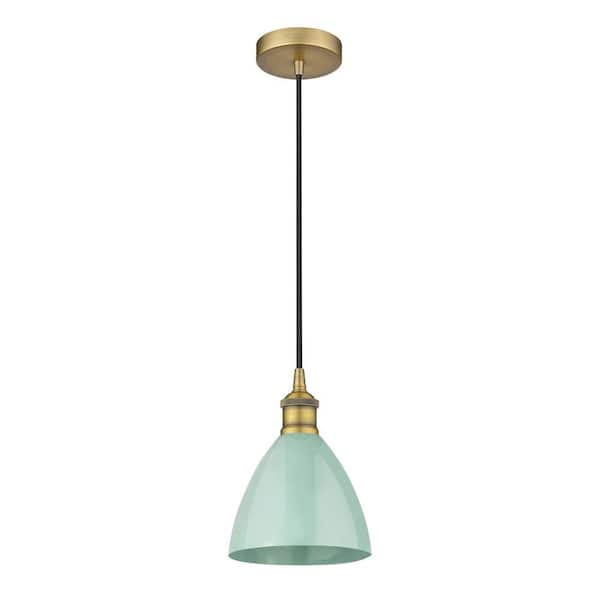 Plymouth Dome 100-Watt 1-Light Brushed Brass Standard Mini Pendant Light with Metal Shade