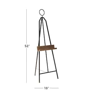 Black Metal Extra Large Free Standing Adjustable Display Stand Easel with Chain Support and Wood Tray