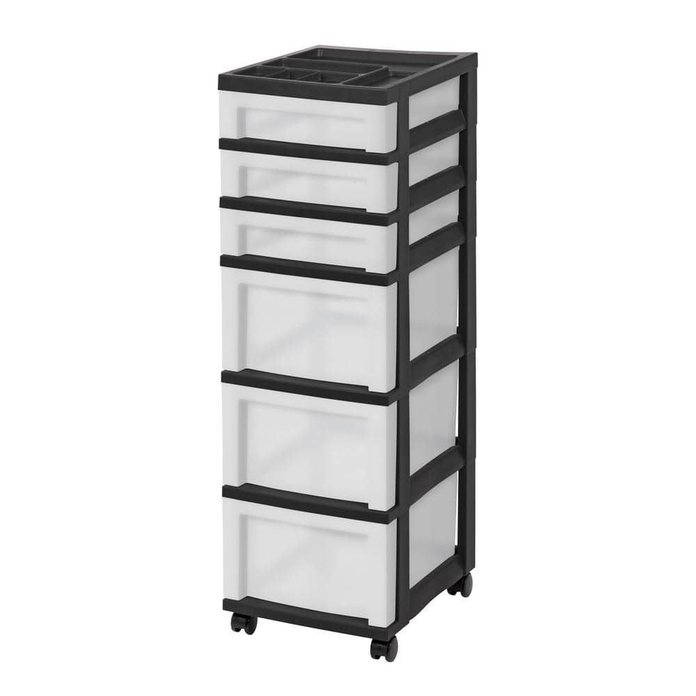 IRIS Medium 10-Drawer Cart with Organizer Top, White