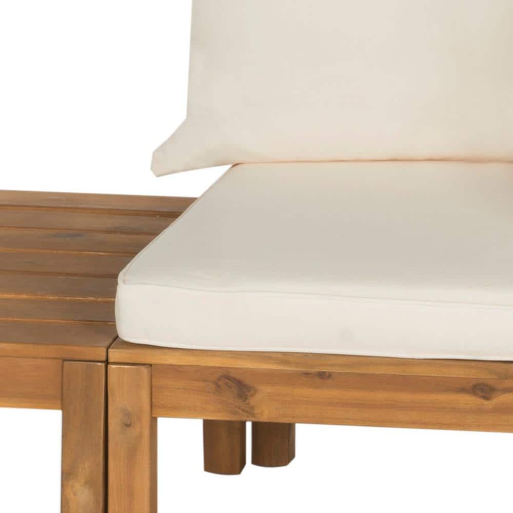 Teak Brown Acacia Wood 3-Piece Outdoor Sectional Sofa Set