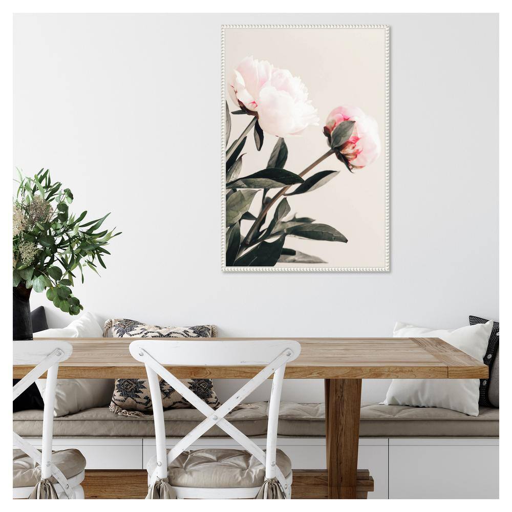 Beaded White Framed Peony Canvas Wall Art Print 23 x 33-in