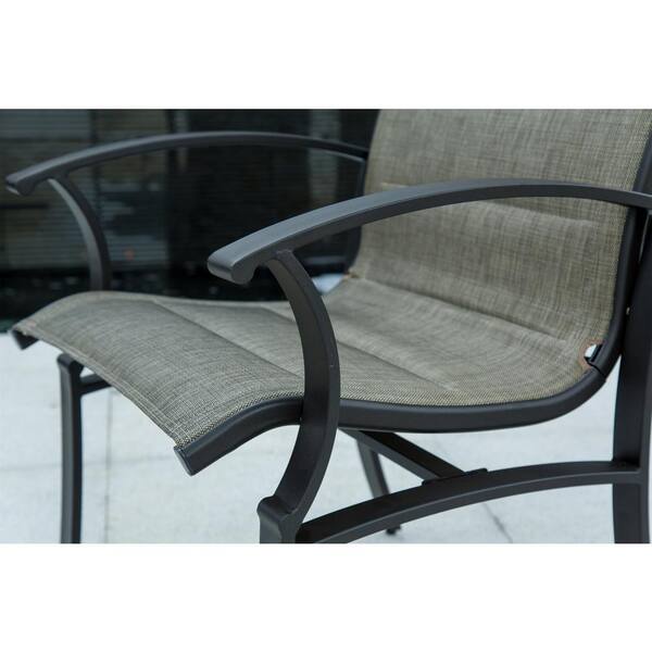 Patio Steel Outdoor Dining Chair with Textilene Mesh Fabric in Gray Set of 2