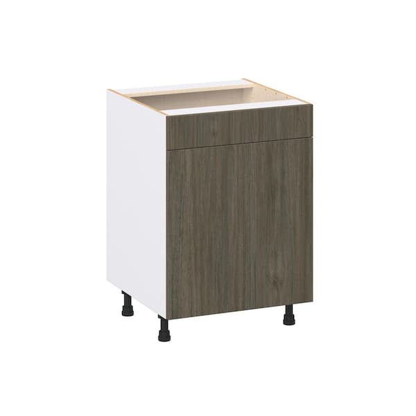Timberline 24 in. W x 34.5 in. H x 24 in. D Slab Walnut Assembled Sink Base Kitchen Cabinet with a False Front