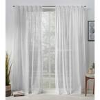 Belgian Silver Solid Polyester 50 in. W x 84 in. L Hidden Tab Top, Sheer Curtain Panel (Set of 2)
