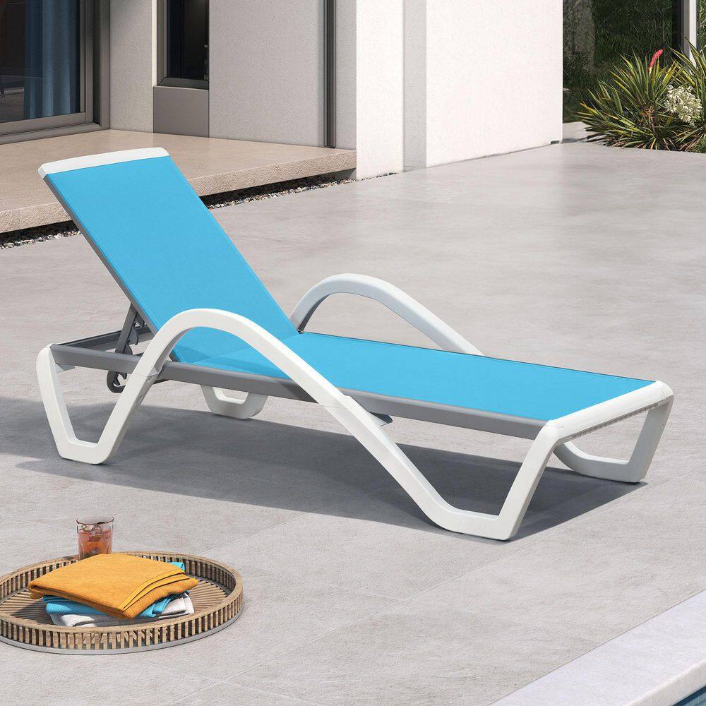 Patio Chaise Lounge Chair Set Outdoor Plastic Chairs for Outside Beach in-Pool Lawn Poolside, Turquoise Blue price history on PriceWatchPro