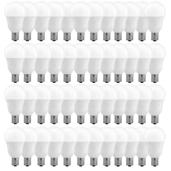 60-Watt Equivalent A15 Intermediate E17 Dimmable CEC White LED Ceiling Fan Light Bulb, Bright White 3000K (48-Pack)