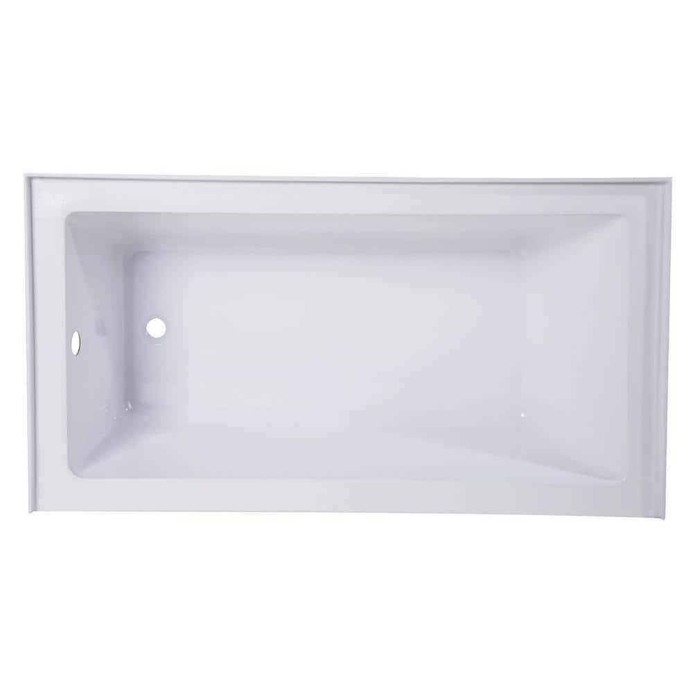 Aqua Eden 54-Inch White Acrylic Alcove Tub with Left Hand Drain
