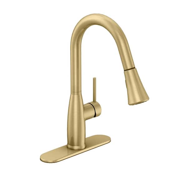 Glacier Bay Garrick Single-Handle Pull-Down Sprayer Kitchen Faucet in Matte Gold
