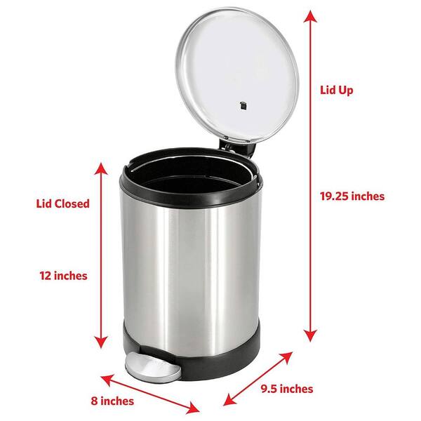Aoibox 1.2 Gal. Round Stainless Steel Trash Can with Soft