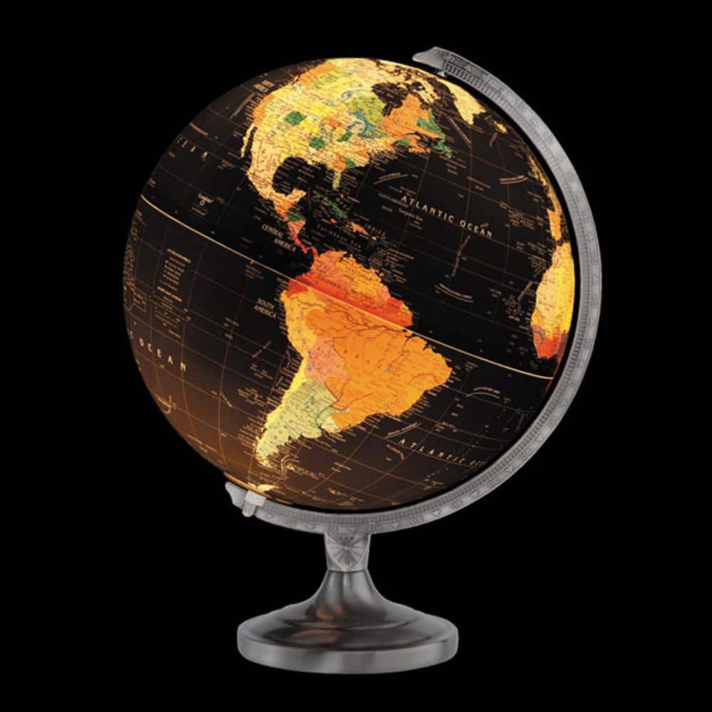 Orion Illuminated Black Ocean Globe with Steel Base