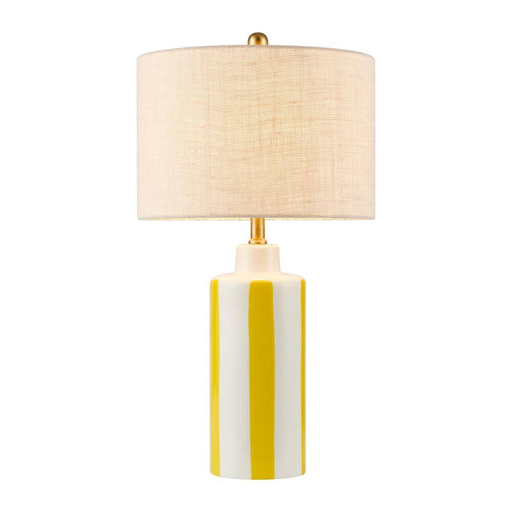 26 in. Farmhouse White Ceramic Table Lamp with Orange Stripe, Beige Linen Shade price history on PriceWatchPro