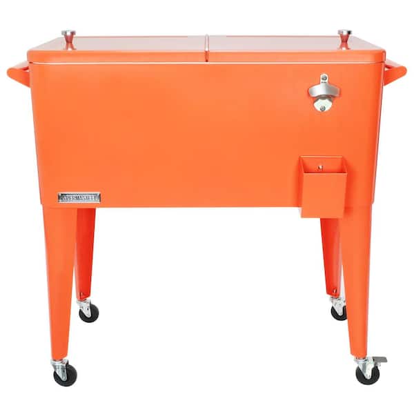 Permasteel 80 Qt. Orange Rolling Patio Cooler