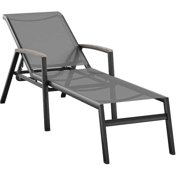 MOD Jace Aluminum Outdoor Chaise Lounge Chair with Grey Sling