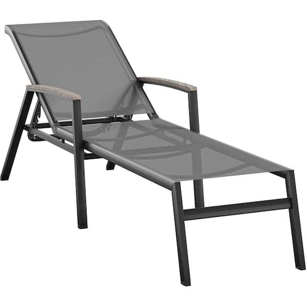 MOD Jace Aluminum Outdoor Chaise Lounge Chair with Grey Sling JACECHS ...