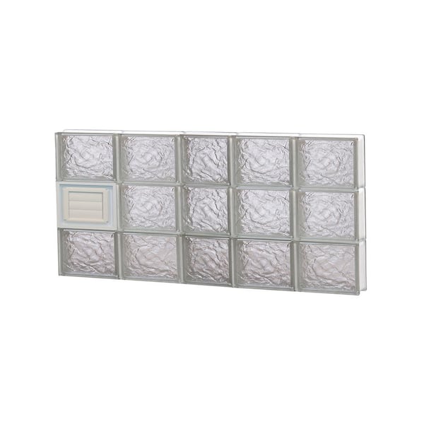 Clearly Secure 36.75 in. x 17.25 in. x 3.125 in. Frameless Ice Pattern Glass Block Window with Dryer Vent