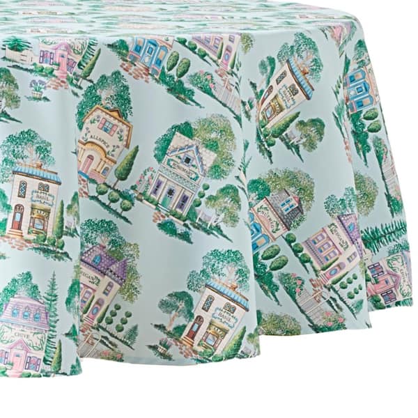 Lenox Spice Village Allover Tablecloth, Blue - 70"W x 70"L Round