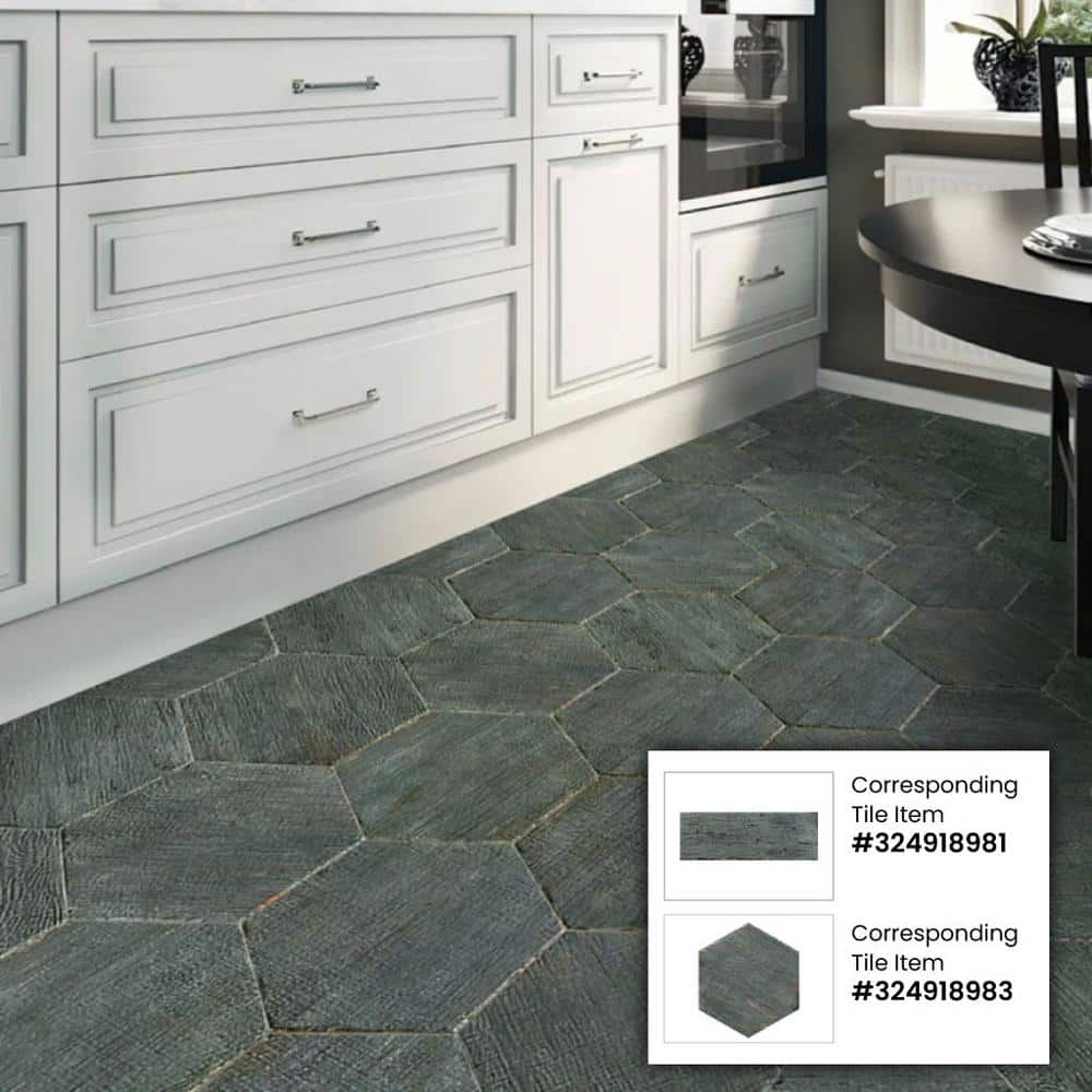 Apollo 14" Dark Gray Matte Porcelain Hexagonal Tile