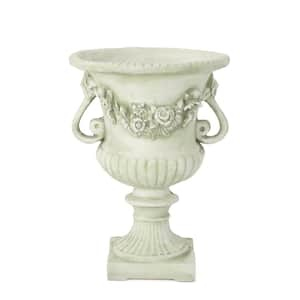 Isia 17.3 in. W x 24 in. H White Moss Lightweight Concrete Garden Urn Planter