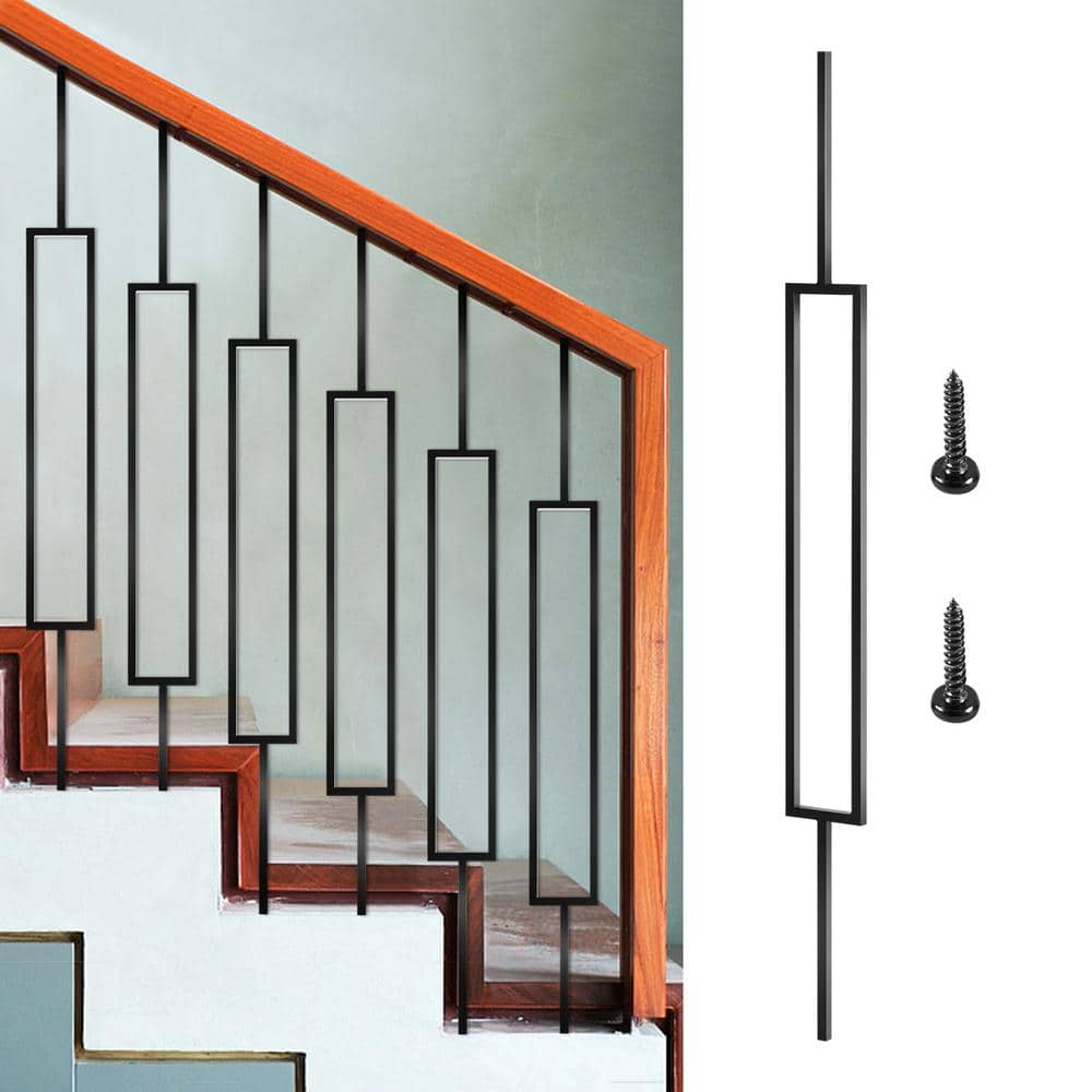Black Powder-Coated Iron Deck Baluster Set for Stairs and Porch