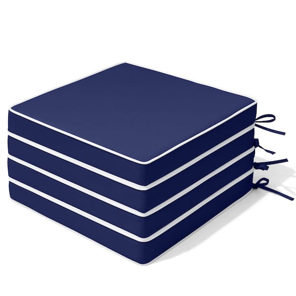 17 in. x 17 in. 4-Piece Outdoor Chair Cushion Patio Seat Cushions Set of 4 for Furniture in Navy
