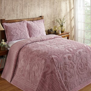 Ashton 3-Piece 100% Cotton Pink Full Medallion Design Bedspread Coverlet Set