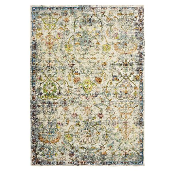 Unbranded Gracie Persian Classic Victorian 5 ft. x 8 ft. Multi/Gray Distressed Floral Indoor Area Rug