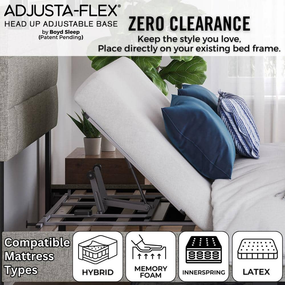 Queen Gray Upholstered Adjustable Bed Frame with Headboard